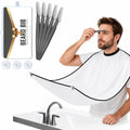 Beard Bib Apron for Men, Eyebrow Trimming Bib for Women, Christmas Gift for Shaving Beard, Hair & Eyebrow Hair Clippings, Waterproof Non-Stick Grooming Cloth with 5 Eyebrow Razors & 3 Suction Cups