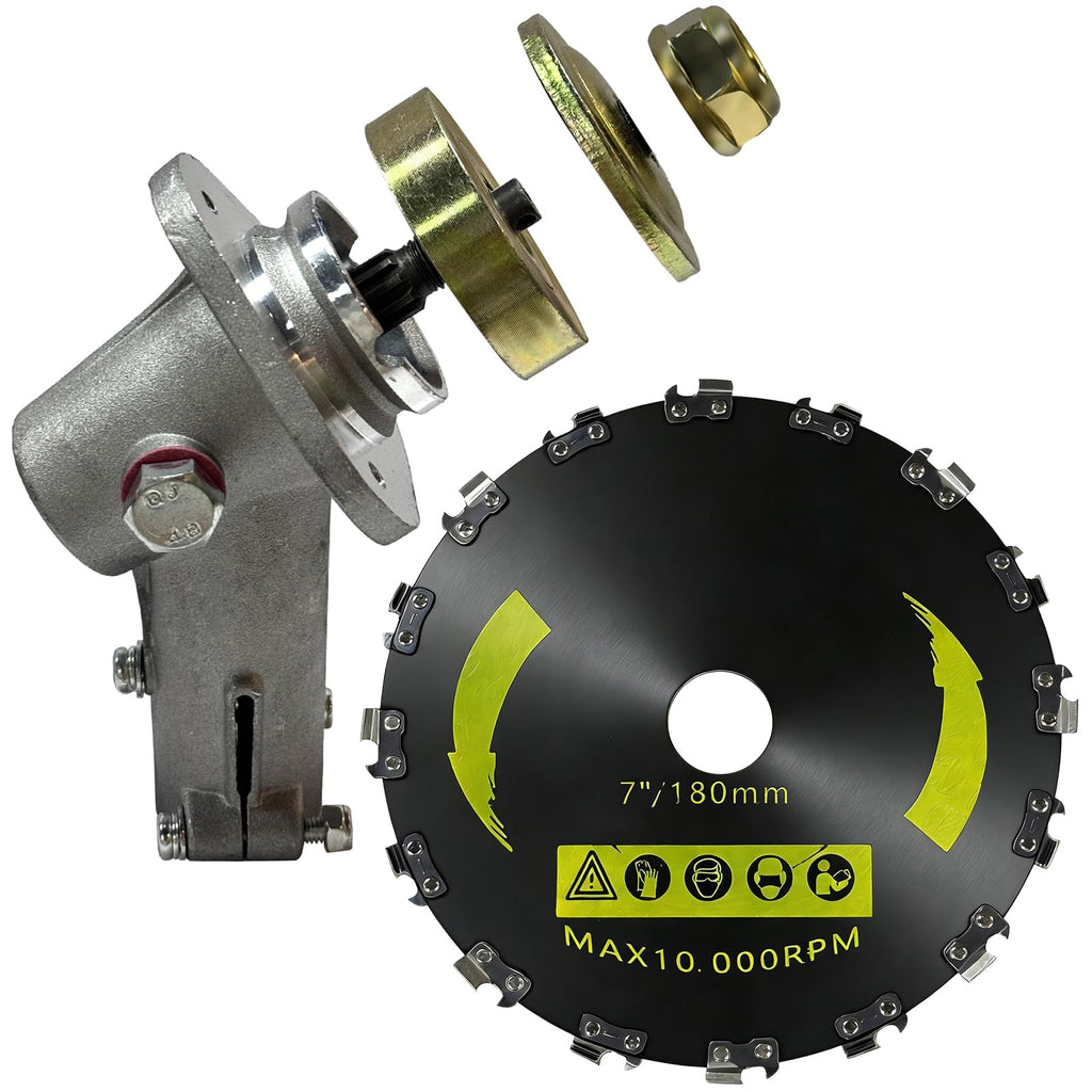 Trimmer Gear Head P021008182 P021046670 + 7" Chainsaw Tooth Brush Cutter Blade for Echo SRM-225 SRM-225i SRM-2620 SRM-3020 SRM-266 SRM-280 - Heavy Duty Replacement Kit