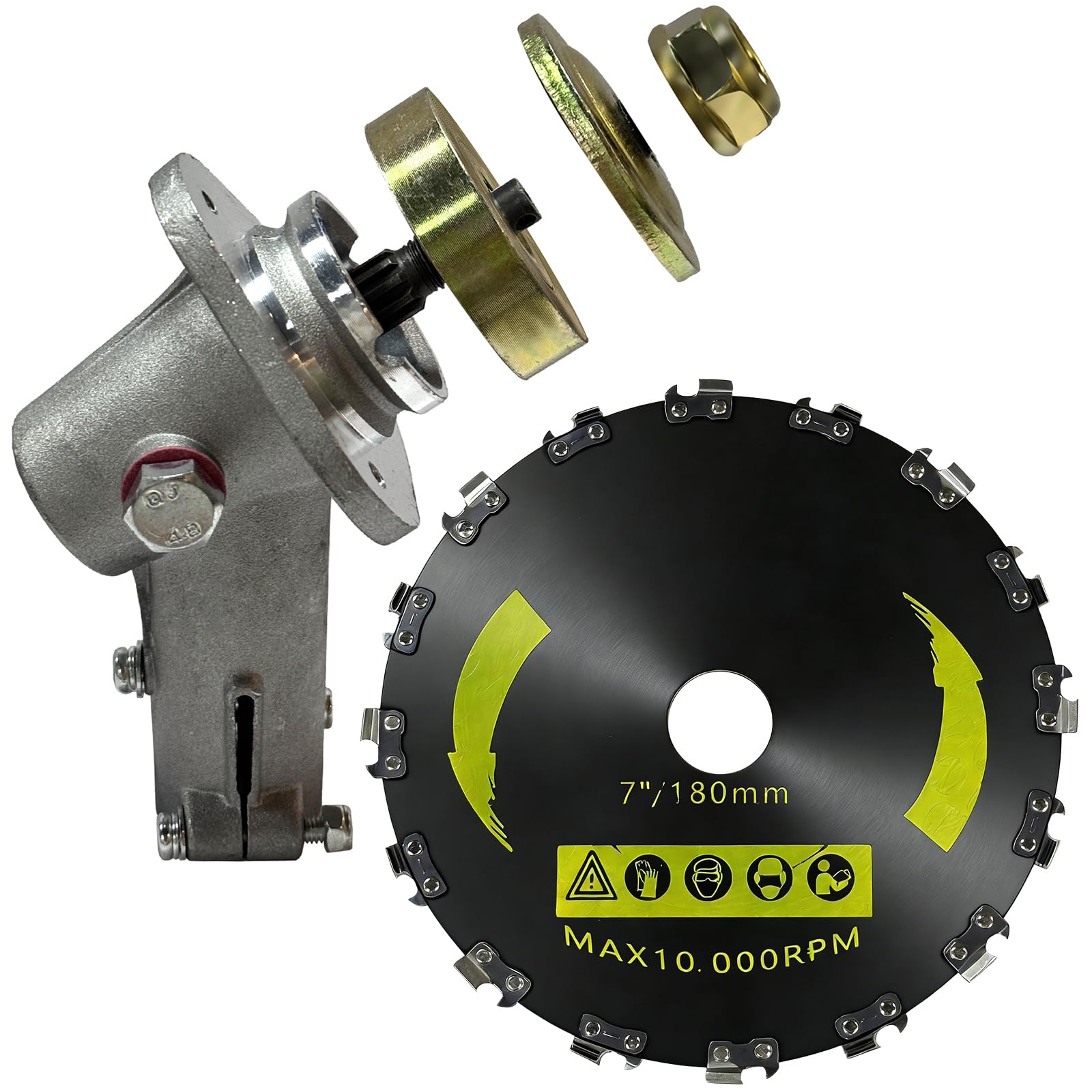 Trimmer Gear Head P021008182 P021046670 + 7" Chainsaw Tooth Brush Cutter Blade for Echo SRM-225 SRM-225i SRM-2620 SRM-3020 SRM-266 SRM-280 - Heavy Duty Replacement Kit