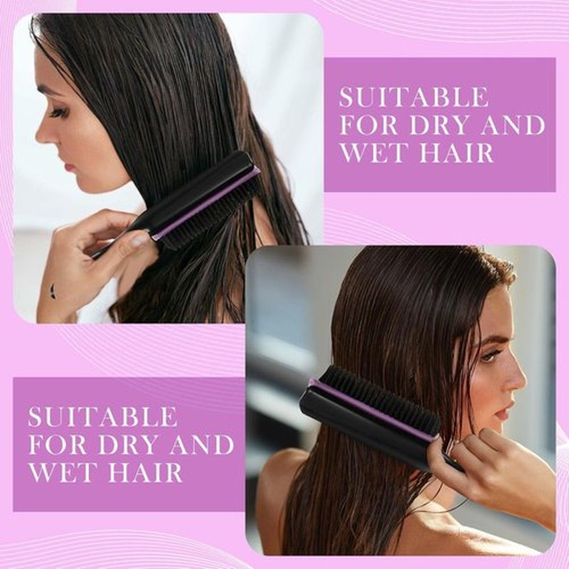 Patelai Hair Brush - 9-Row & 5-Row Cushion Nylon Detangling Brush for Natural Hair | Travel-Friendly, Black/Purple