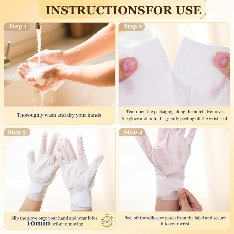 Z:SEA Repairing Hand Masks 5 Pack, Moisturizing Gloves for Dry Hands with Shea Butter, Niacinamide, Meadowfoam Seed Oil, Vitamin E, Repairs & Softens Rough Skin, Reduce Wrinkles & Hangnails