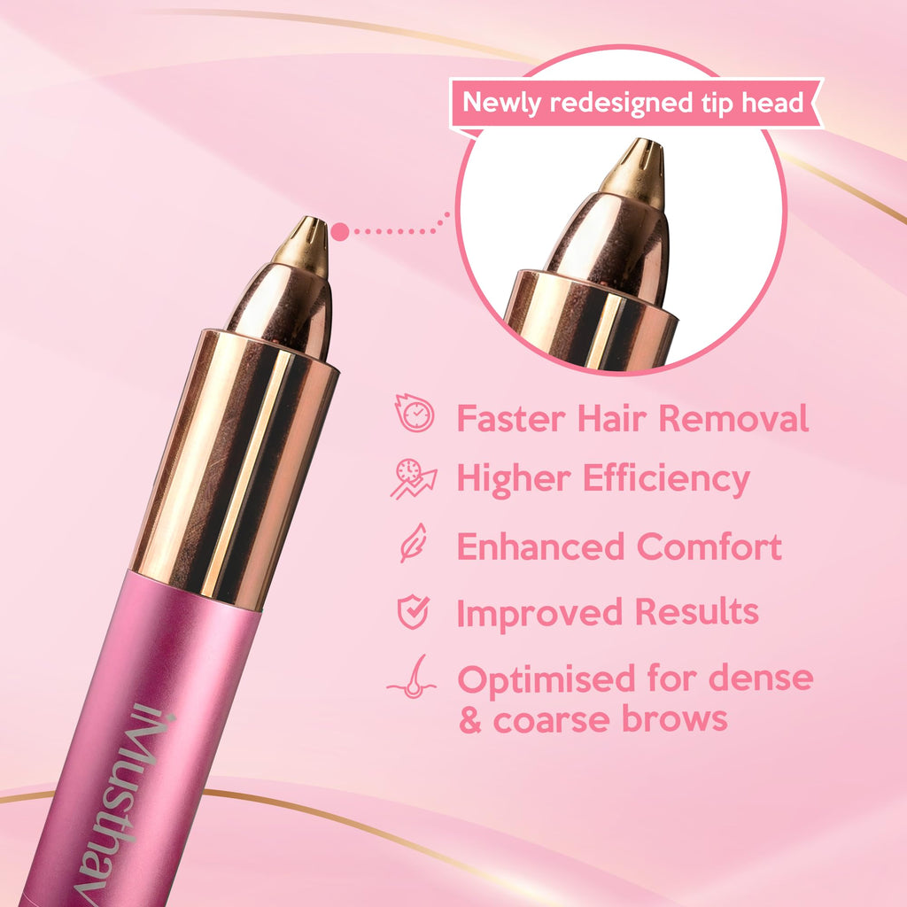 iMusthav Eyebrow Trimmer for Women, Precise & Painless Eyebrow Razor with LED Light, Electric Facial Hair Remover for Flawless Brows, Lip & Face, Battery Operated, Travel-Friendly, Gold-Plated Design