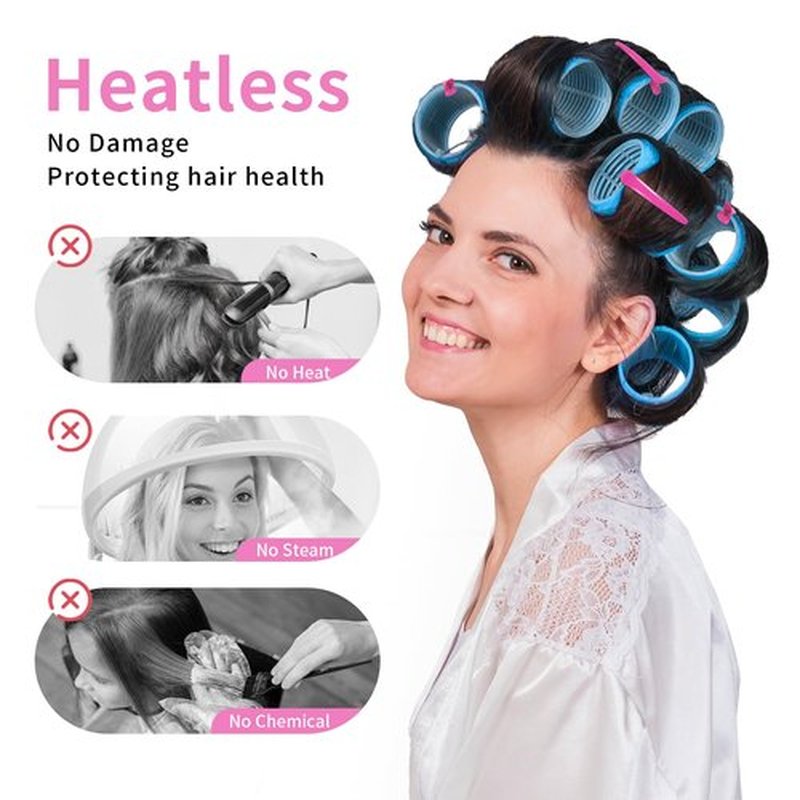 **My Novel Things Hair Rollers Set - 50PCS Volume Curlers with 12 Clips & 2 Combs for All Hair Types**
