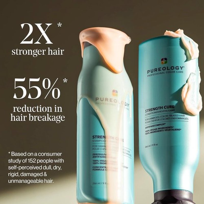 Pureology Strength Cure Shampoo & Conditioner Set | Strengthens Color-Treated Hair, Sulfate-Free & Vegan