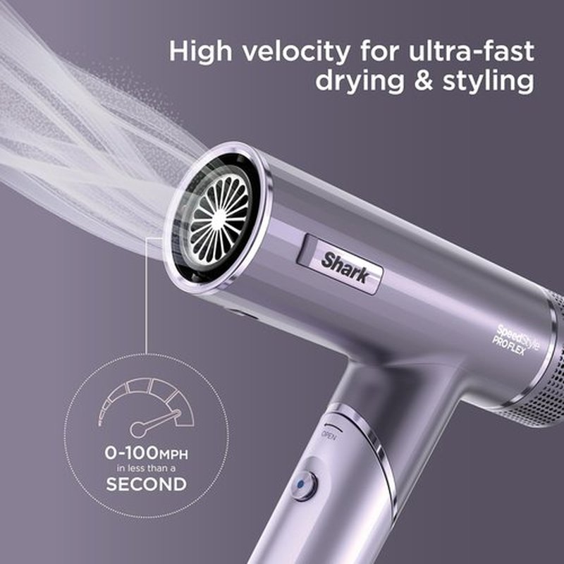Shark SpeedStyle Pro Flex Hair Dryer System - High-Velocity, Lightweight, Ionic with Scalp Shield & IQ Speed | HD543PL