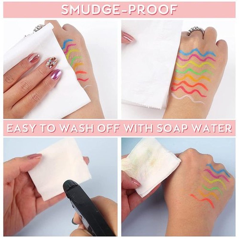 ONMAY 8 Color UV Neon Glow Waterproof & Long-Lasting Liquid Eyeliner for Party & Rave - Glows Bright Under Blacklight(Liquid)