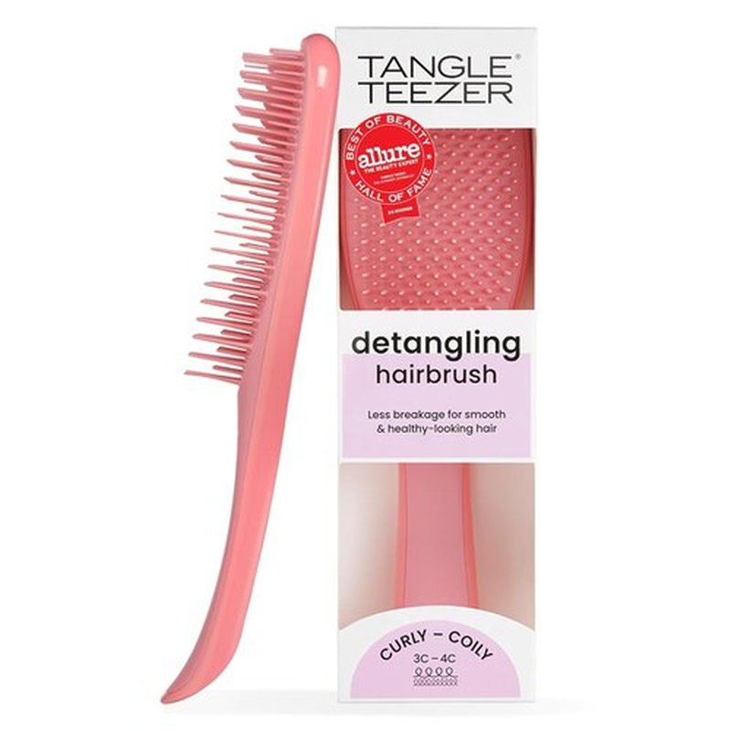 Tangle Teezer Ultimate Detangler Brush - Reduces Frizz & Breakage for 3C to 4C Curly Hair - Coral Pink