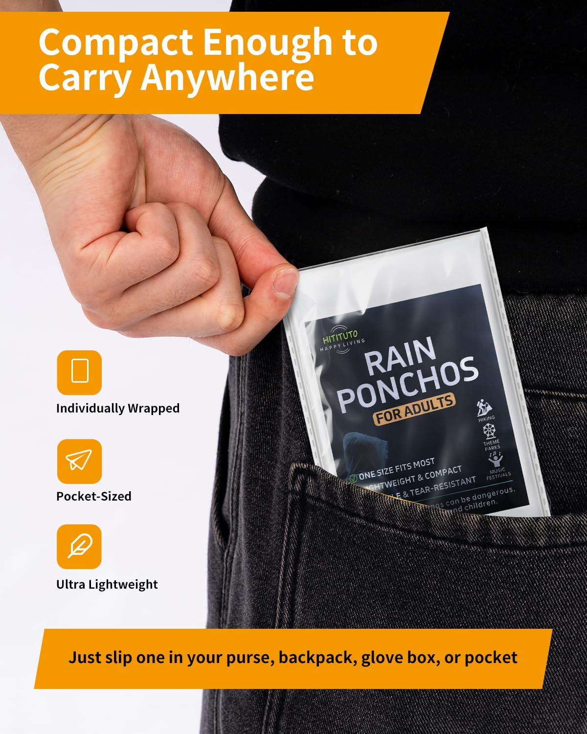 Disposable Rain Ponchos - Extra Long Waterproof Emergency Poncho with Hood for Adults, Bulk Family 24 Pack Raincoat for Park, Concerts, Hiking, Camping Essentials, Home Emergency Survival Kits, Clear