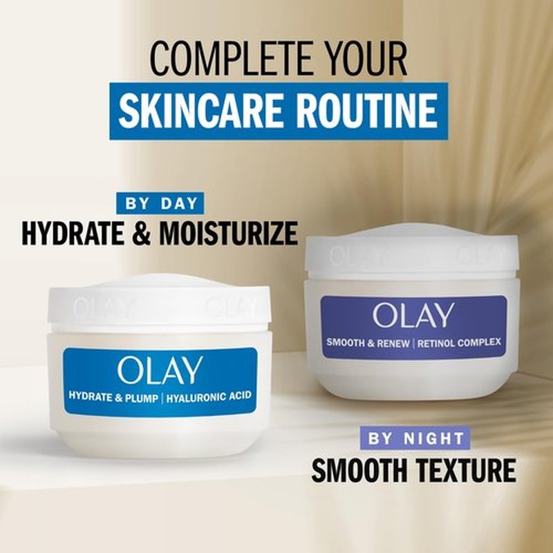 Olay Hyaluronic Acid Face Mousturizer, Plump & Hydrate, Fragrance-Free - Hydrating Gel for Dry Skin Retain & Replenish Moisture, with Niacinamide, Non-Greasy, 2 Oz
