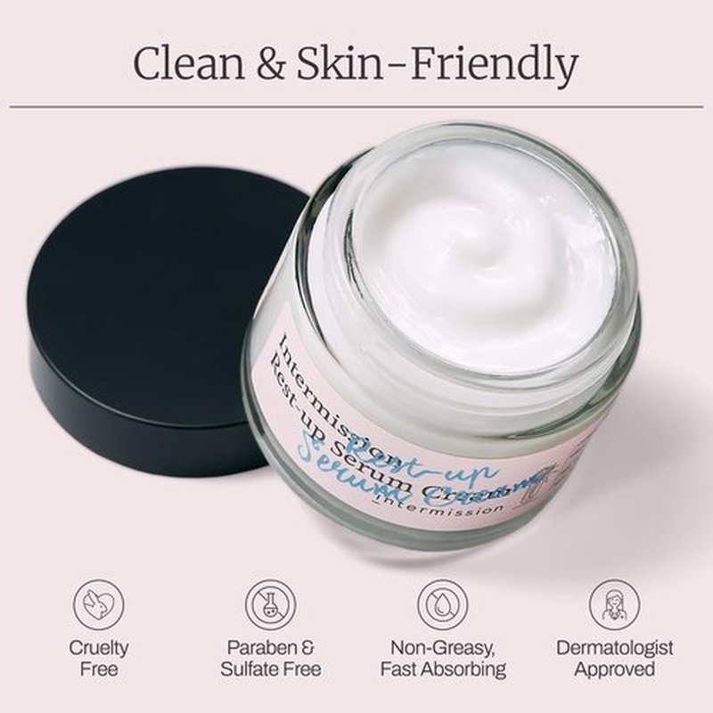 Intermission Rest-Up Serum Cream 2.36 fl oz – Serum + Cream Hybrid Moisturizer with CHEMOCICA™ 700,000 ppm, Hyaluronic Acid, Ceramide & Panthenol for Sensitive & Combination Skin