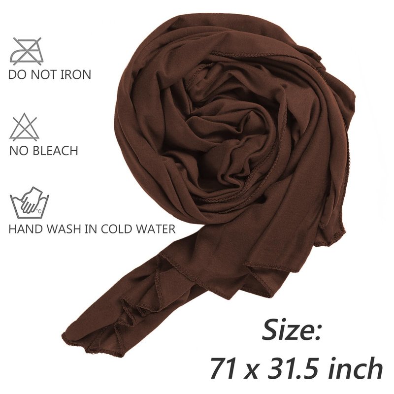 XTREND 1 Piece Head Wrap Jersey Turban Urban Hairband Scarf Fashion Headband Solid Color Breathable Soft Extra Long Head Band Tie for Women (Dark Brown)