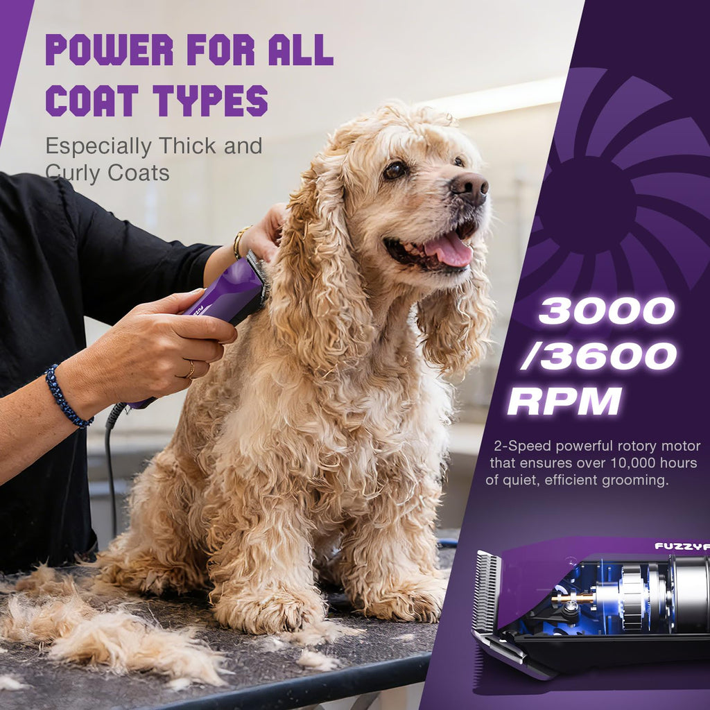 FuzzyFix AmpFix Professional Dog/Pet Grooming Clippers 2-Speed Heavy-Duty