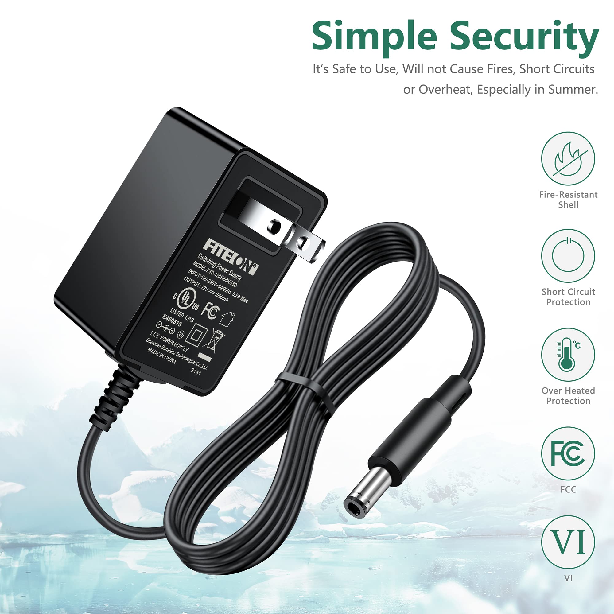 FITE ON UL Listed 12V AC Adapter Replacement for Braun Womens Shaver Silk-épil 1 Silk-épil 3 Power Cord and Charger(with Barrel Round tip)