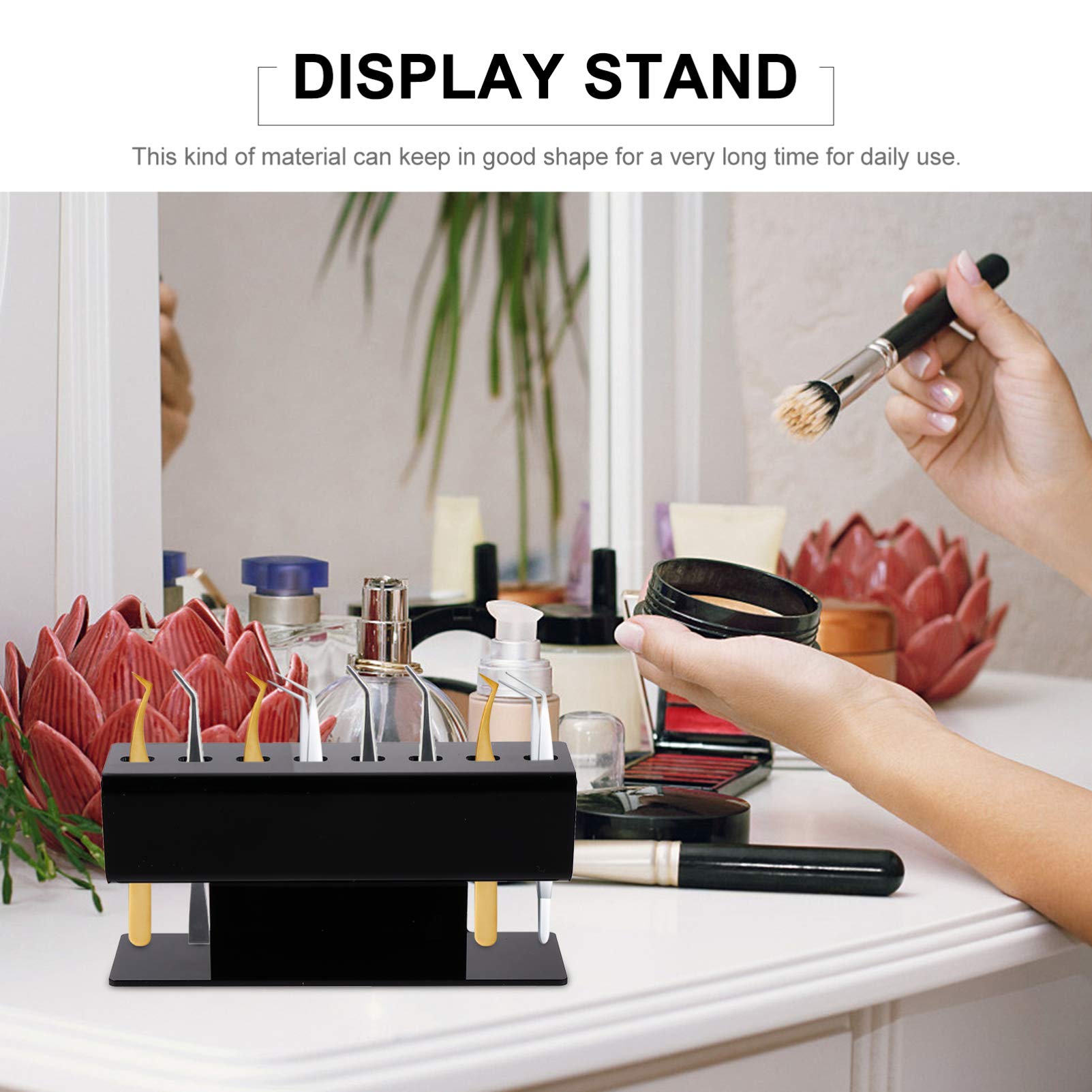 Beaupretty Acrylic Lash Extension Tweezers Holder Stand with 8 Slots Eyelash Tweezers Storage Rack for Home Organization and Display