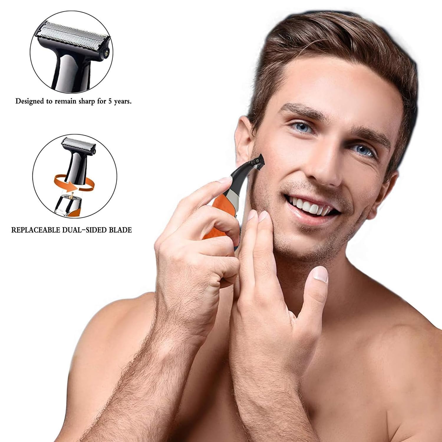 Electric Razor, Beard Trimmer Men, Waterproof Beard Grooming,Cordless USB Rechargeable Body Groomer and Hair Remover for Eyebrow, Beard Facial& Body Hair for Men and Women