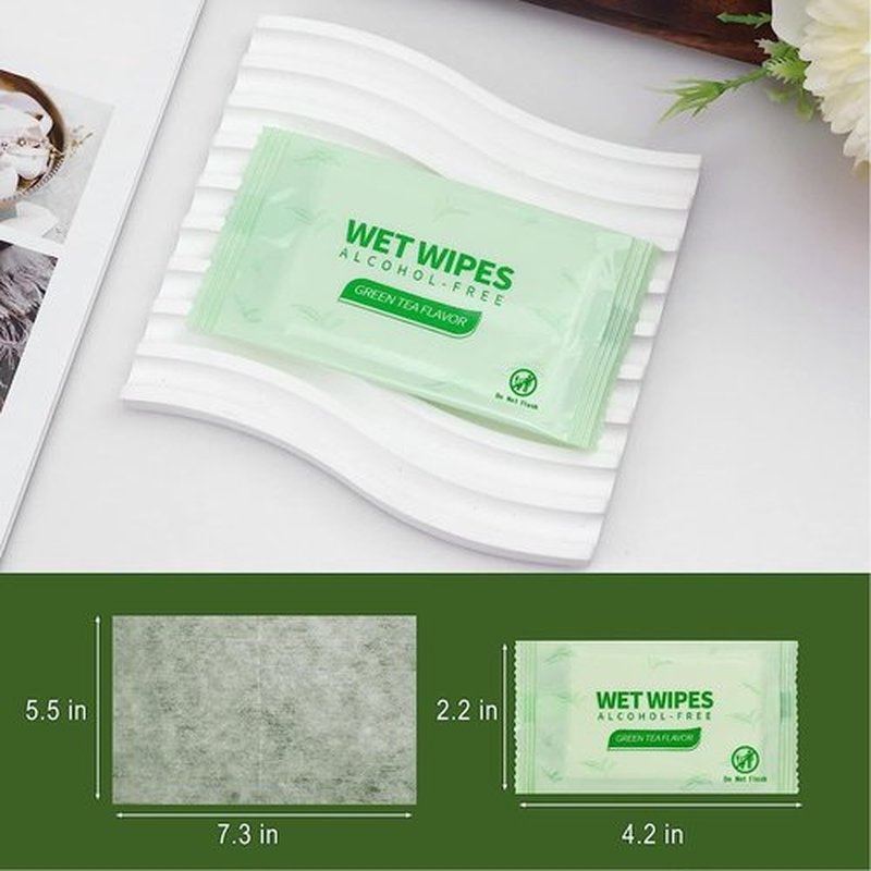 Gisdo 300 Pack Green Tea Wet Wipes Bulk for Homeless, Clean Face Hands Quickly, Green Tea Wet Wipes Bulk for Homeless, Perfect for Hiking Camping Travel Outdoor