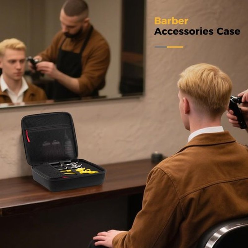 ProCase Hard Barber Accessories Case, Travel Bag for 3-4 Hair Clippers and Supplies, Trimmer Organizer Storage Box with DIY Dividers, Portable Holder for Men Razor Guard Grooming Kits -Black