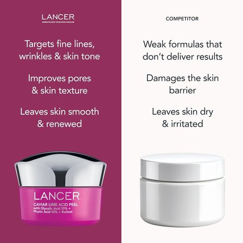 Lancer Skincare Caviar Lime Acid Peel - Brightening Retinol Facial Peel with Glycolic Acid, 1.7 Fl Oz