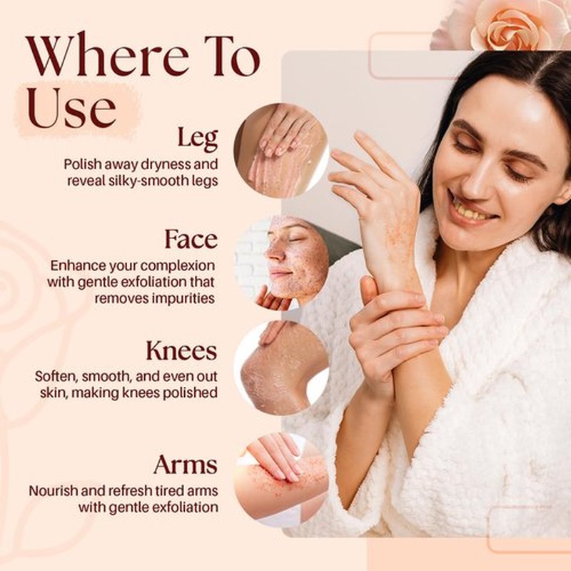 MYSTÉRE BEAUTÉ Himalayan Salt Body Scrub - Exfoliating Collagen & Rose Oil Formula (12 oz) | Reduces Cellulite, Acne & Scars