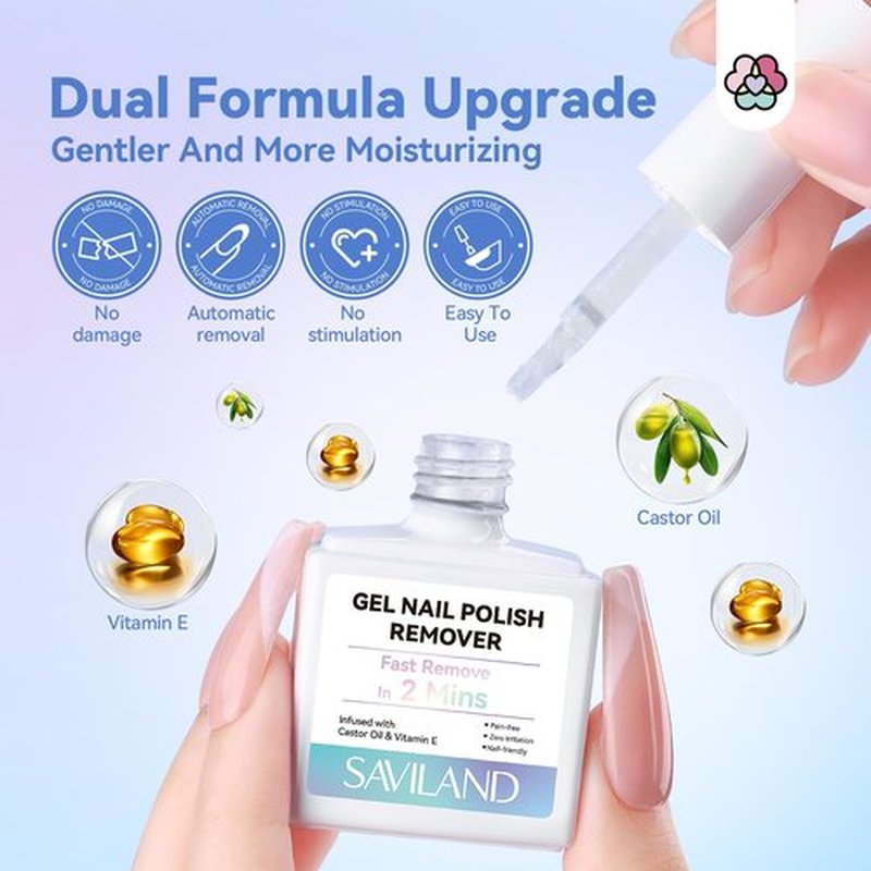 SAVILAND Gel Nail Polish Remover with Tools: 2PCS Gel Polish Remover for Nails No Need Soaking or Wrapping 30ml Gels Nail Remover Quick & Easy Removal in 2-3 min for Home Nails Art DIY