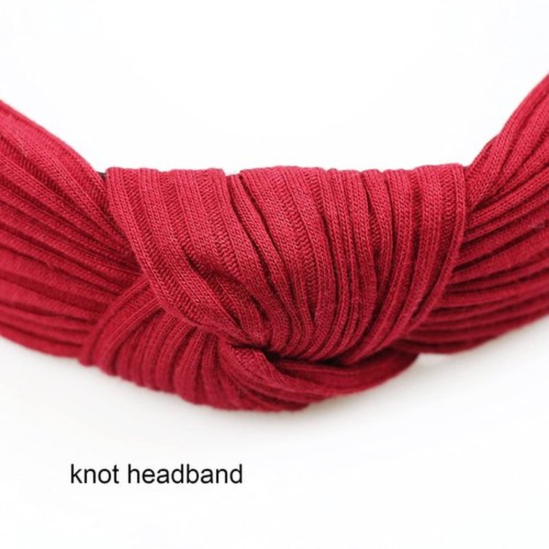 AQOKKA Knotted Headbands for Women Girls Non Slip Boho Wide Top Knot Turban Hairbands Fashion Ribbing Head Wraps Hair Bands Accessories