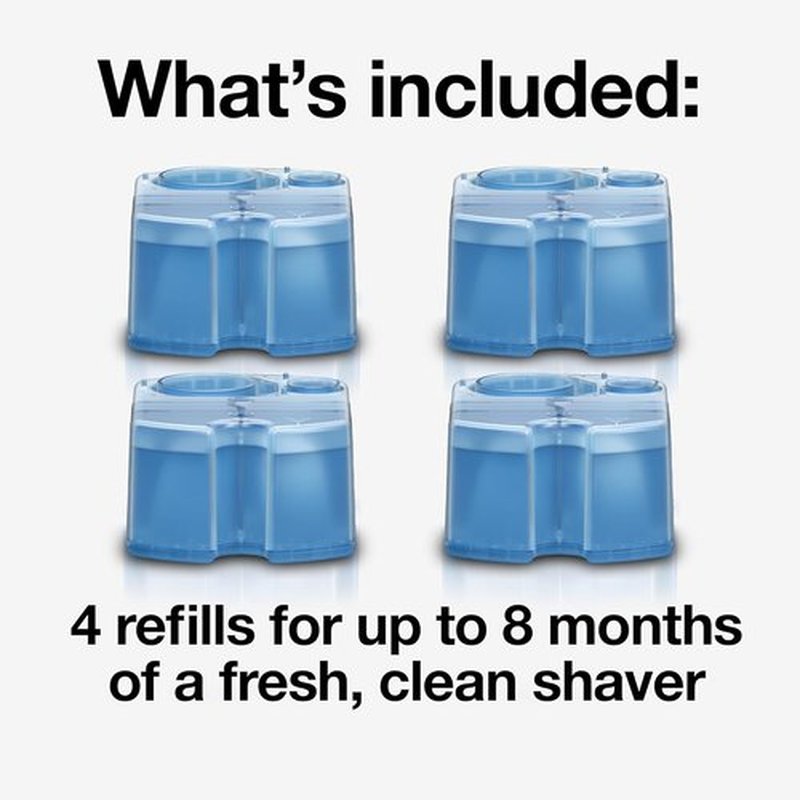 Braun Clean & Renew Refill Cartridges - Replacement Shaver Cleaner Liquid Solution | Pack of 4