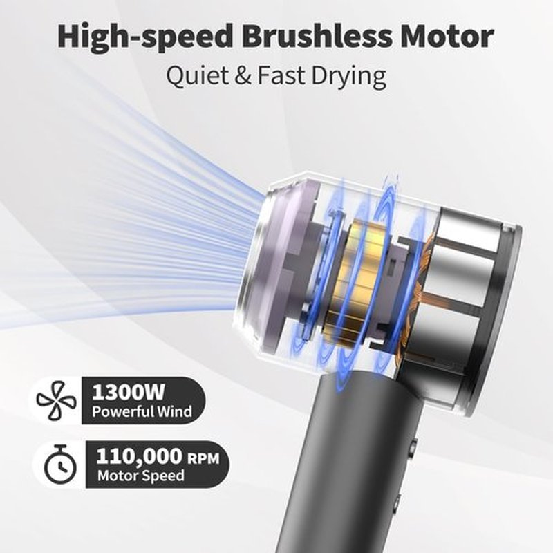 Hair Dryer - 110,000 RPM Professional Hair Dryer with Diffuser, Ionic Blow Dryer, 8 Wind Modes, Magnetic Nozzles, Fast Drying for All Hair Types - Valentine’ s Day Gifts for Her Women Self Care Gifts