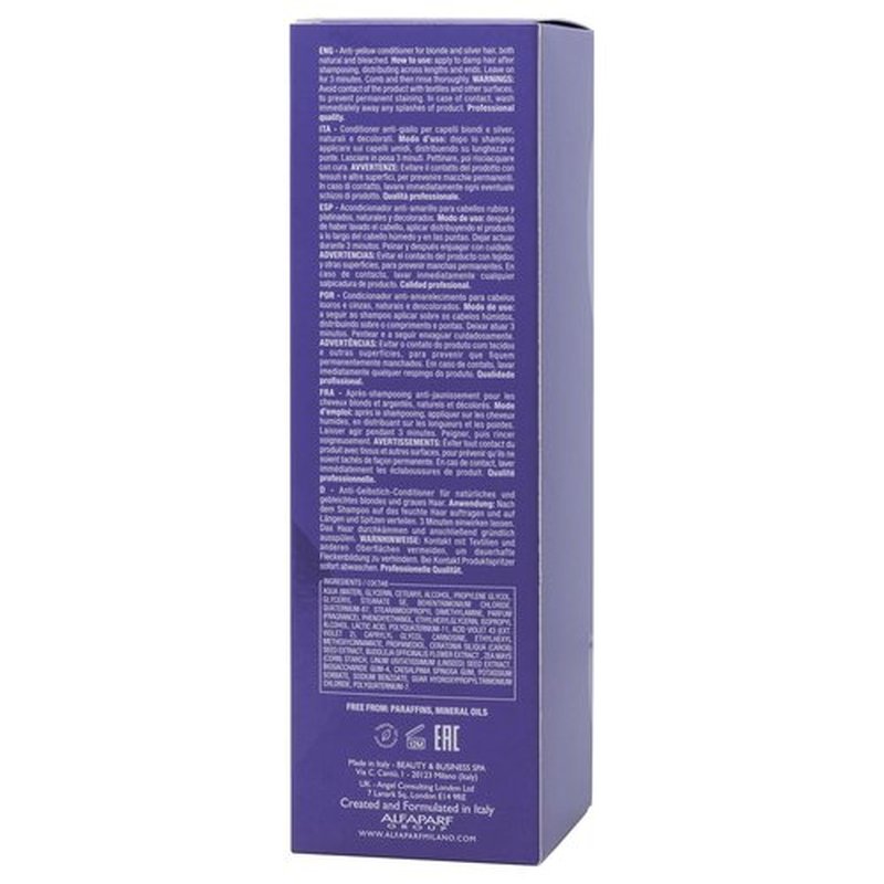 ALFAPARF MILANO Semi di Lino Color Depositing Purple Conditioner - Removes Yellow & Brassy Tones for Blonde, Platinum, Highlighted, Gray, & Silver Hair - Brightens, Moisturizes, Adds Shine