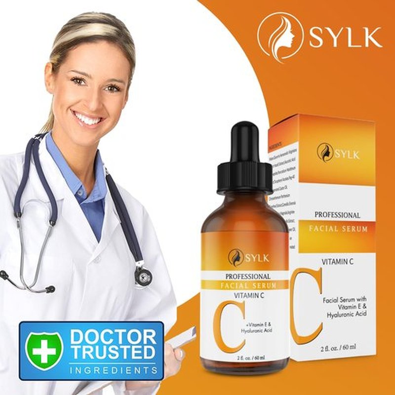 Sylk Vitamin C Serum For Face with Hyaluronic Acid & Vitamin E – Brightening Serum – Treatment for Anti Aging, Dark Spots, Tone, Fine Lines & Wrinkles - Microneedling - Korean Skincare - 2 fl oz