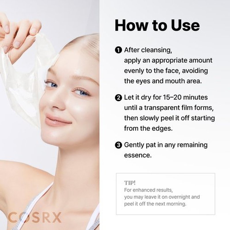 COSRX PDRN Exosome Glaze Wrapping Mask for Face with Salmon DNA PDRN, Easy Peel-Off Overnight Mask for Glass Skin, 1.69 fl. Oz, Korean Skin Care