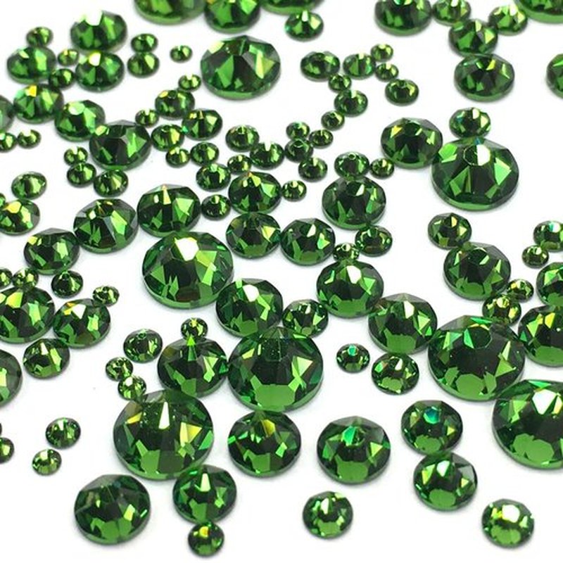 Fern Green (291) 144 pcs Austrian 2058/2088 Crystal Flatbacks Rhinestones Nail Art Assorted Mixed with Sizes ss5, ss7, ss9, ss12, ss16, ss20, ss30 Made in Austria Crystal-Wholesale