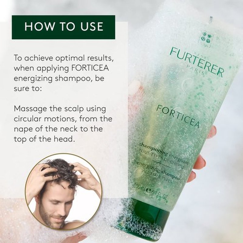 Rene Furterer Forticea Strengthening Shampoo - Revitalize Scalp with Rosemary & Niacinamide - Sulfate-Free, Gentle Daily Use