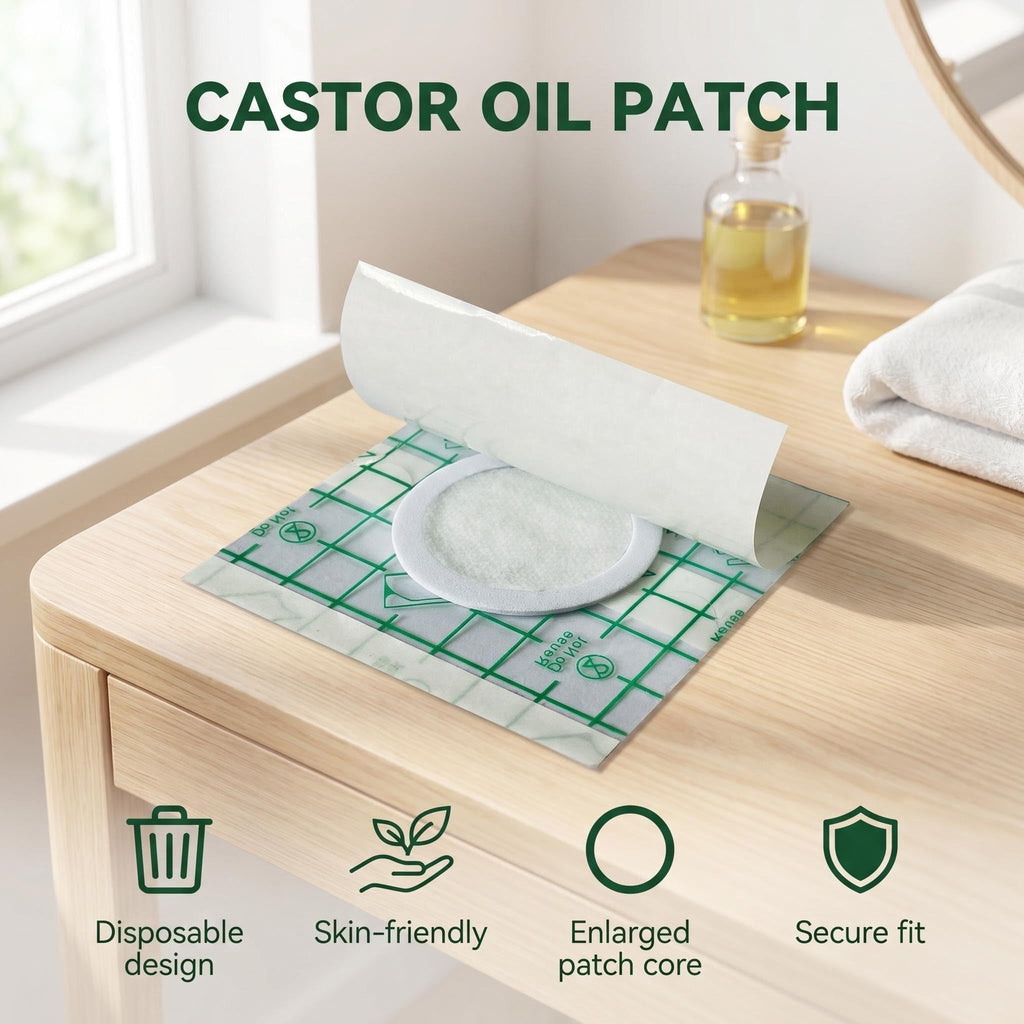 54Pack Castor Oil Belly Button Patches – 3.2"x3.2" Ultra-Thin Waterproof No-Wash Anti-Leak Castor Oil Pack Wrap, Skin-Friendly PU Film Patches for Belly Button Care & Wellness (Oil Not Included)