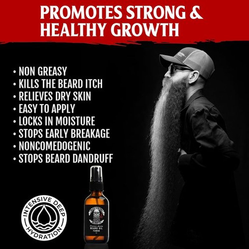 Mad Viking Fenrir Beard Oil - Hydrate & Soften Your Beard Naturally | Bold Neroli, Rum & Tobacco Scent - 2oz