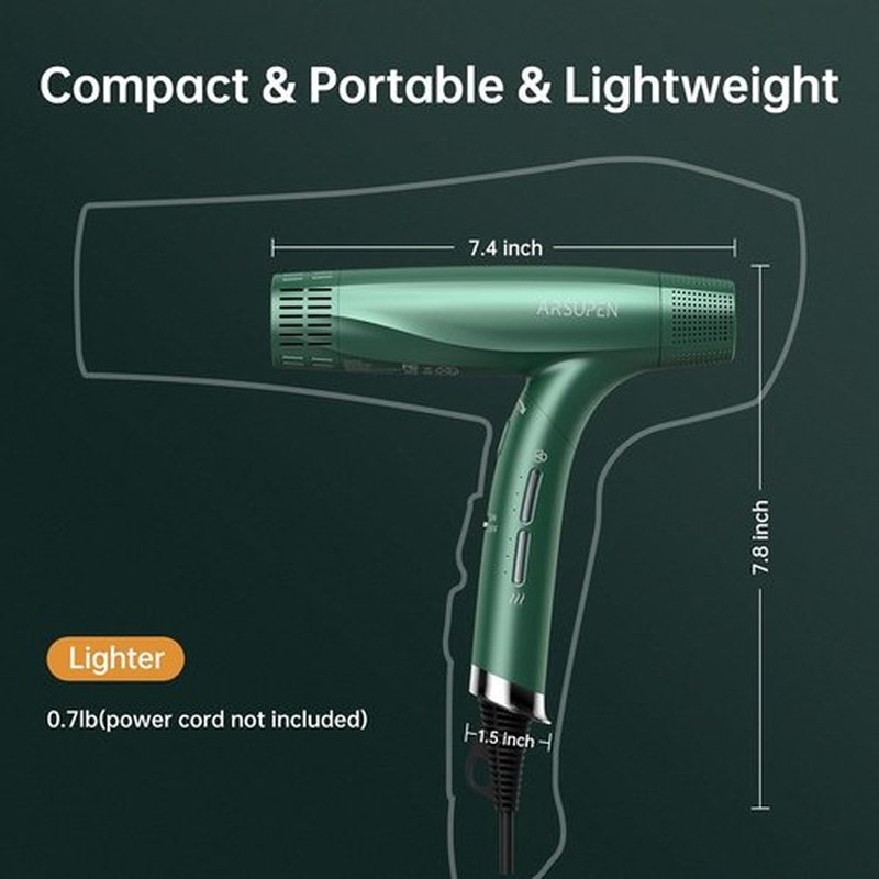 Skiennix Compact Negative Ion Hair Dryer - Lightweight, Foldable Design with Diffuser | Fast Drying for All Hair Types