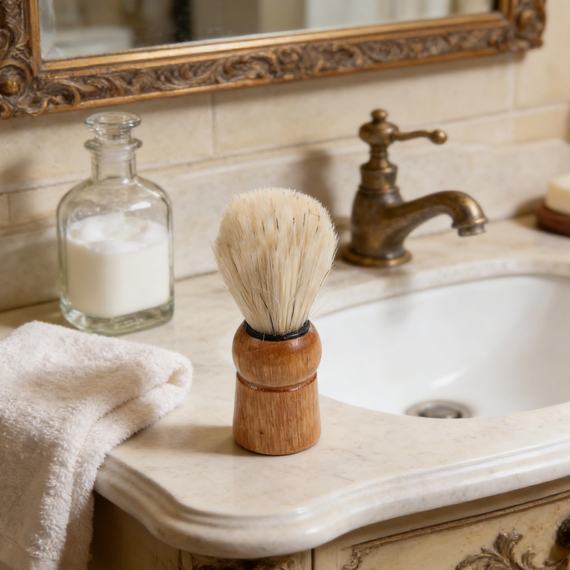 Hoement Retro Beard Brush with Handle 3.54In Compact Shaving Brush for Men S Beard Grooming Face Hair Foaming Travel Use