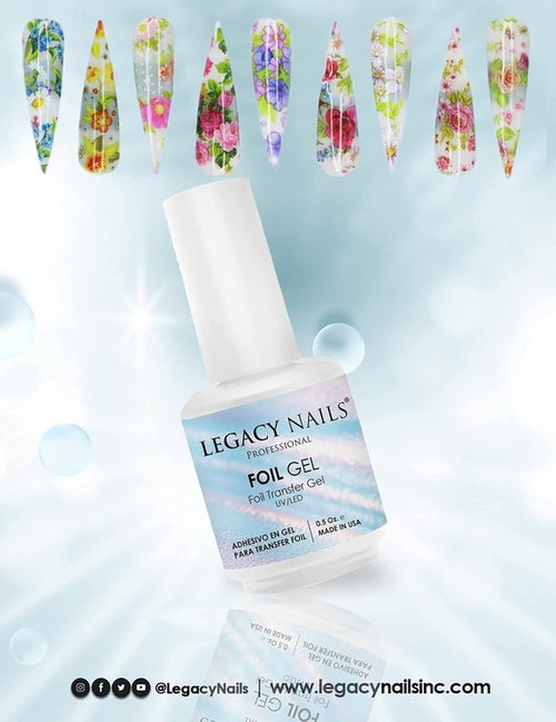 Legacy Nails Professional FOIL TRANSFER GEL 0.5oz - Nail Art Adhesive Gel for Foil Designs, Quick-Drying, UV/LED Curing, Long-Lasting, Easy to Use for Acrylic & Natural Nails