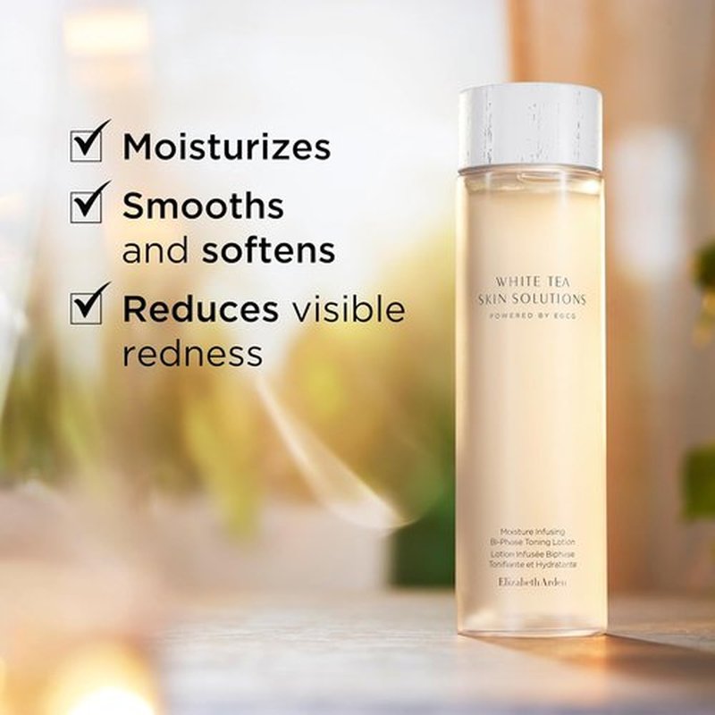 Elizabeth Arden White Tea Toning Lotion - Hydrating Bi-Phase Face Toner, Alcohol-Free & Vegan, 6.76 fl oz