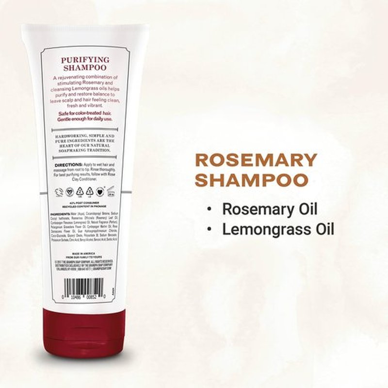 The Grandpa Soap Company Rosemary Shampoo - With Rosemary Oil and Lemongrass Oil, Leaves Scalp and Hair Feeling Clean and Fresh, All Hair Types, Vegan, Sulfates and Parabens Free, 8 Fl Oz 2 Pack