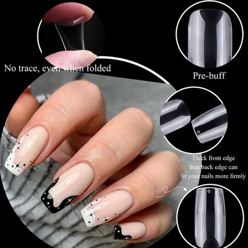 LuckyAttic 600pc Medium Square Fake Nails Clear Press on Nails Medium Gel Nail Tips Square Full Cover False Nail Artificial Fingernail Clear Soft Gel Nail Tip for Acrylic Nail Extension