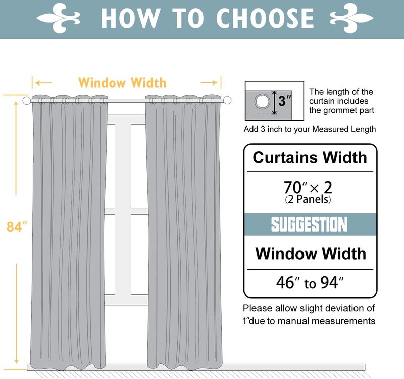 ChrisDowa Blackout Curtains - Extra Wide Thermal Insulated Room Darkening Panels | Light Grey, 70 x 84 Inch