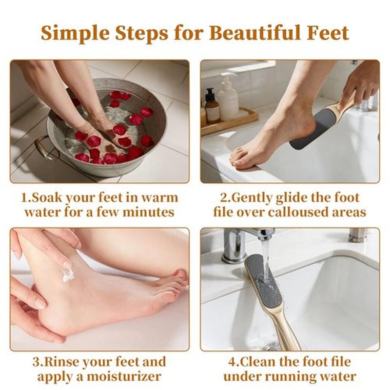 Lizbin Nano Glass Foot File, Manual Foot File Callus Remover, Dual Sided Foot Rasp Dead Skin Remover, Foot Scrubber, Professional Pedicure Tool for Soft, Smooth Feet (Golden)