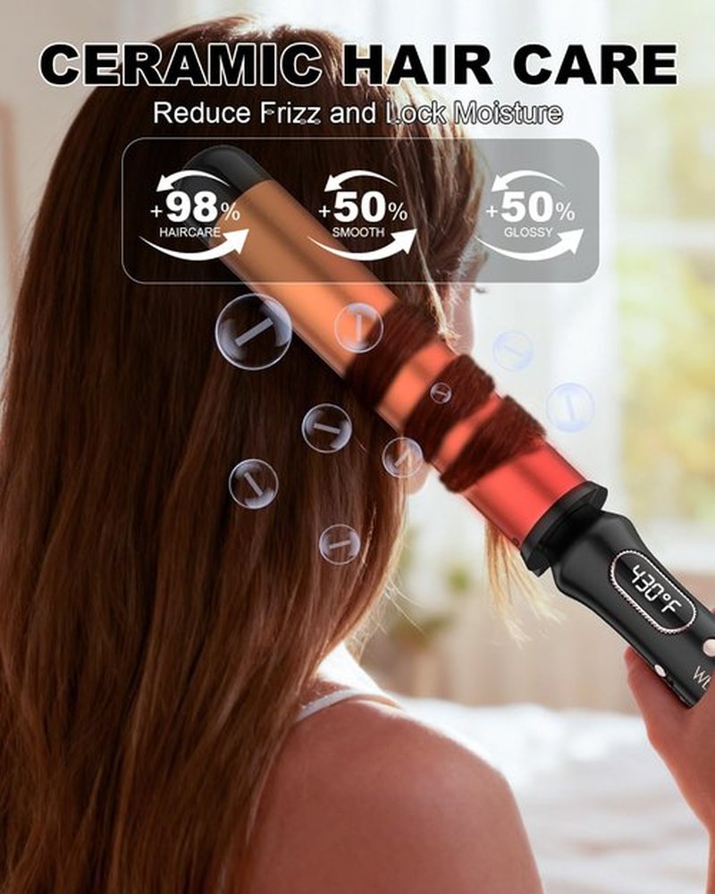Curling Wand 1 1/2 Inch,Curling Iron 1.5 inch Professional for Beach Wave,Clamp Free Curling Wand for Quick Styling.