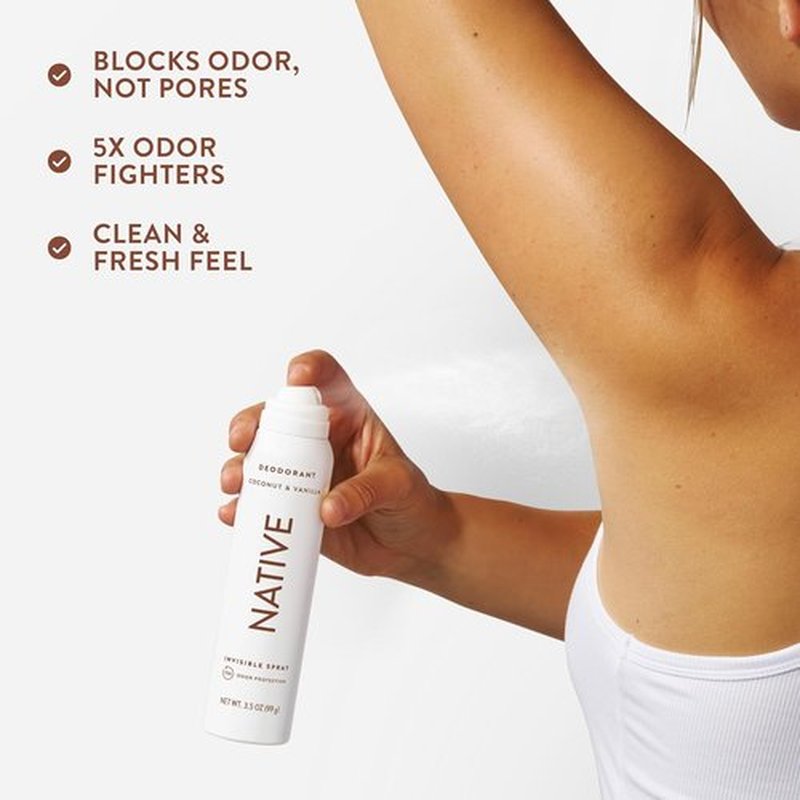 Native Deodorant - Coconut & Vanilla Body Spray | 72-Hour Odor Protection, Aluminum-Free, 3.5 oz