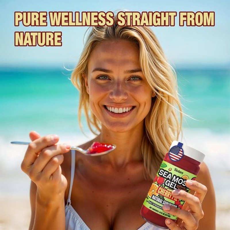 Biolore Sea Moss Gel - Cherry Pie Flavor, Vegan & Wildcrafted Superfood | 16 oz, No Added Sugar, Made in USA