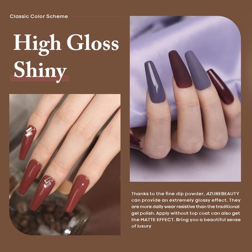 AZUREBEAUTY Brown Nude Nail Polish Set, Fall Winter Quick Dry Natural Nail Lacquer Strengthening Treatment Kit with Top Coat DIY Salon at Home