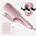 LENA S16 Hair Waver | Beach Waves Curling Iron with 3 Titanium Ceramic Barrels, Pink, 1.25 Inch
