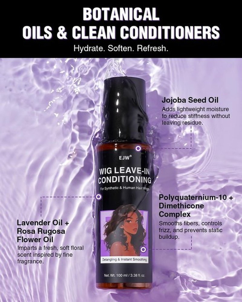 EJW Wig Leave-In Conditioner Spray – Detangles, Smooths & Refreshes – Lightweight, Non-Greasy Formula for Daily Use – For Synthetic & Human Hair – 3.38 fl. oz