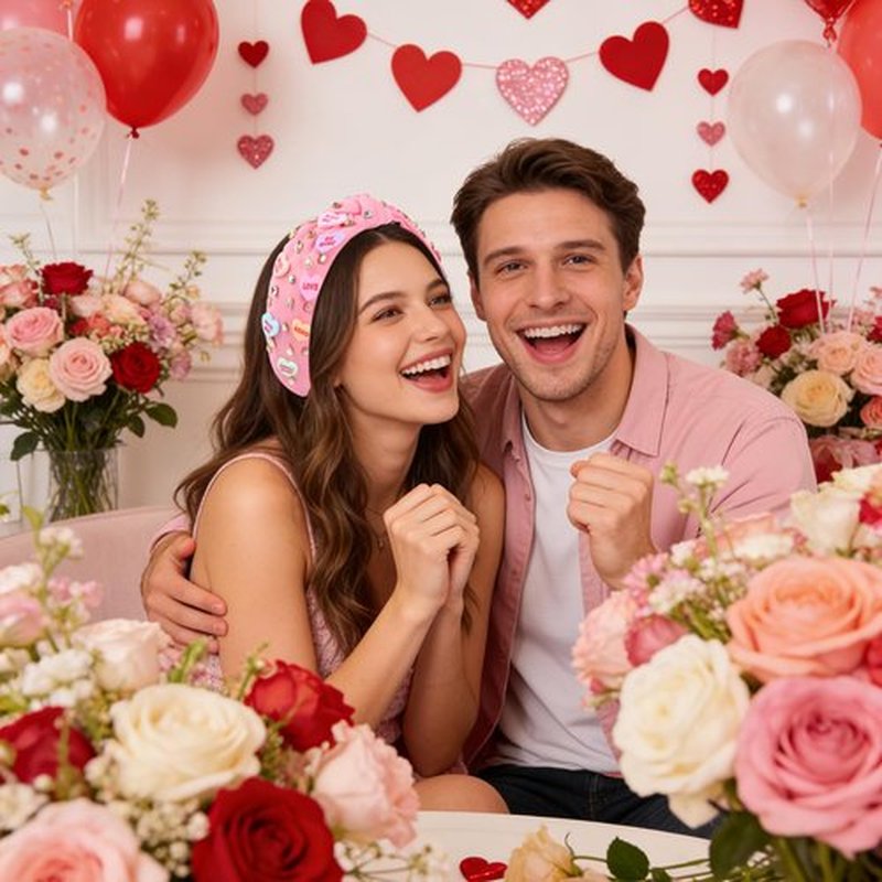 DATANSUN Valentines Headband【Adjustable】【Lightweight】【Premium Material】 Valentines Day Accessories For Women，Pink