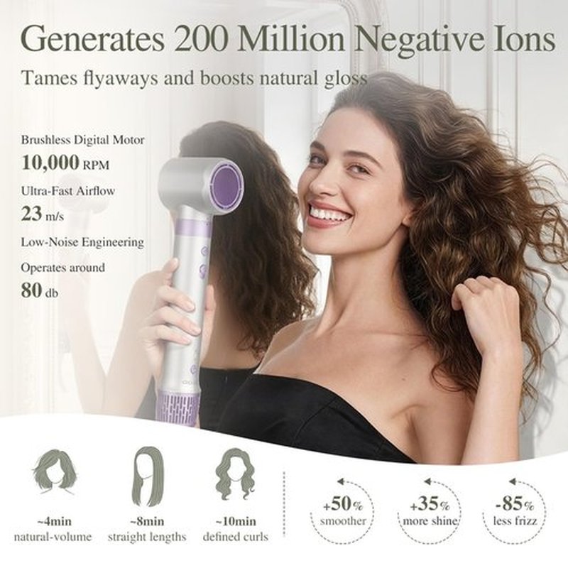 Aculya Life 5 in 1 Hot Air Styler- 110,000 RPM Ionic Straighter, High Speed Hair Dryer, Volumizer & Auto-Wrap Curlers, Frizz-Free Styling Tool, Hair Styler Gift Set with Travel Bag
